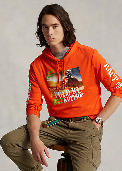 Polo Ralph Lauren Jersey Graphic Hooded T-Shirt, Active Orange