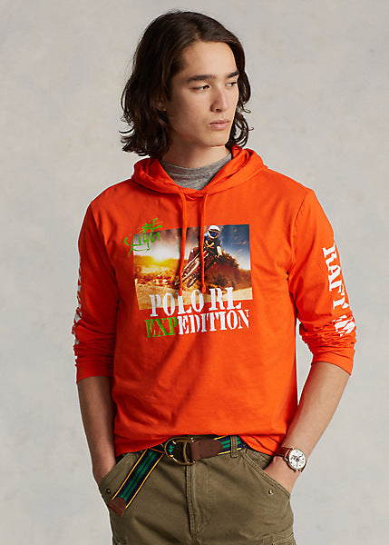 Polo Ralph Lauren Jersey Graphic Hooded T-Shirt, Active Orange