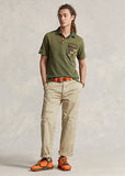Polo Ralph Lauren Classic Fit Mesh Graphic Polo Shirt, Dark Sage