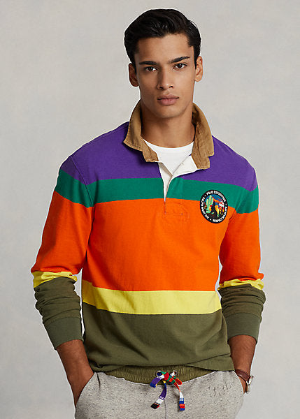 Polo Ralph Lauren Classic Fit Striped Jersey Rugby Shirt, Purple Rage Multi