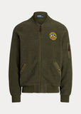 Polo Ralph Lauren Brushed Fleece Bomber Jacket, Service Green Heather