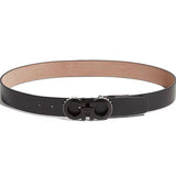 SALVATORE FERRAGAMO Adjustable Spike Gancini Belt, Black-OZNICO