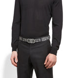 SALVATORE FERRAGAMO Double Gancini Belt, Black Light Fabric-OZNICO