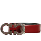 SALVATORE FERRAGAMO Double Gancini Belt, Red-OZNICO