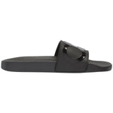 SALVATORE FERRAGAMO Groove 2 Slides, Black-OZNICO