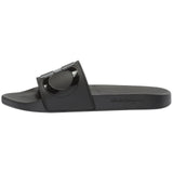 SALVATORE FERRAGAMO Groove 2 Slides, Black-OZNICO