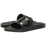 SALVATORE FERRAGAMO Groove 2 Slides, Black-OZNICO