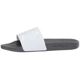 SALVATORE FERRAGAMO Groove 2 Slides, White-OZNICO