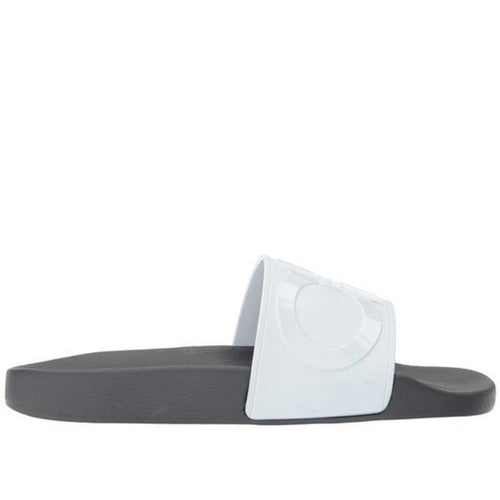 SALVATORE FERRAGAMO Groove 2 Slides, White-OZNICO