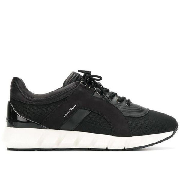 SALVATORE FERRAGAMO Low Top Sneaker, Black-OZNICO