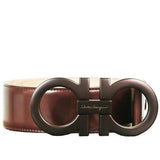 SALVATORE FERRAGAMO Oversized Double Gancini Belt, Barolo-OZNICO