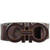 SALVATORE FERRAGAMO Oversized Double Gancini Belt, Bordeaux-OZNICO