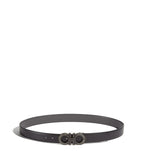 SALVATORE FERRAGAMO Reversible Adjustable Gancini Belt, Black/ Asphalt-OZNICO