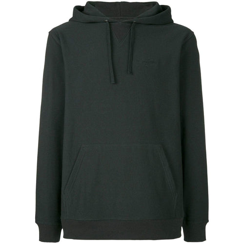 STUSSY Logo Embroidered Hoodie, Black-OZNICO
