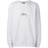 STUSSY Stock Appliqué Crewneck Sweatshirt, Grey Heather-OZNICO