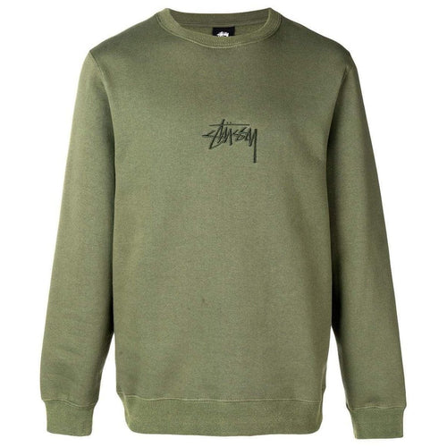 STUSSY Stock Appliqué Crewneck Sweatshirt, Olive-OZNICO