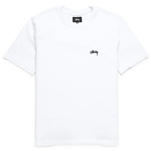 STUSSY Stock S/SL Crew T-Shirt, White-OZNICO