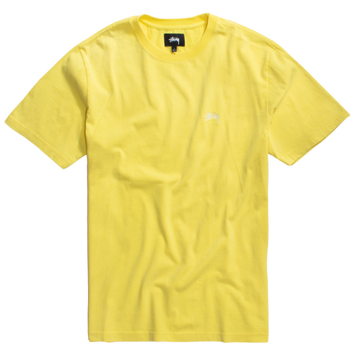 STUSSY Stock S/SL Crew T-Shirt, Yellow-OZNICO
