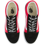 VANS Kids Old Skool Checkerboard Logo Pop, Black/ Red-OZNICO