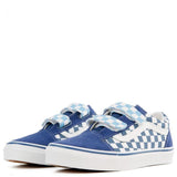 VANS Kids Old Skool V Checkerboard, Blue/ True White-OZNICO