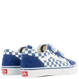 VANS Kids Old Skool V Checkerboard, Blue/ True White-OZNICO