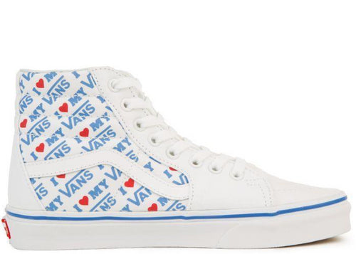 VANS SK8-HI I Heart Vans Print, White-OZNICO