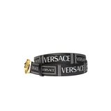 VERSACE 90's Printed Logo Belt, Black-OZNICO