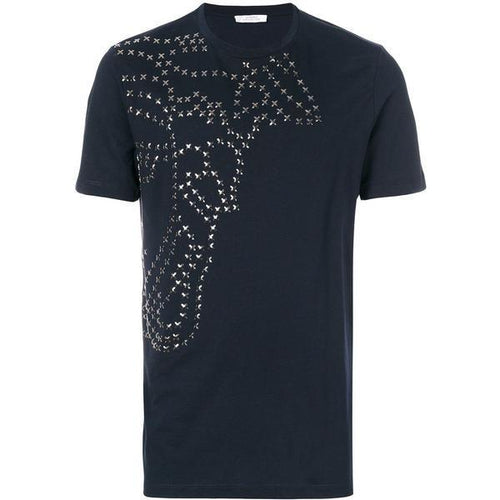 VERSACE COLLECTION Cross Studded T-Shirt, Blue-OZNICO
