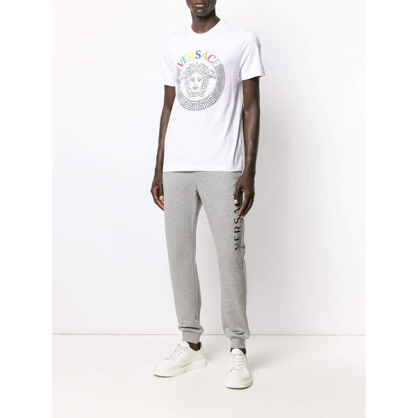 VERSACE Embroidered Logo Medusa T-Shirt, White-OZNICO