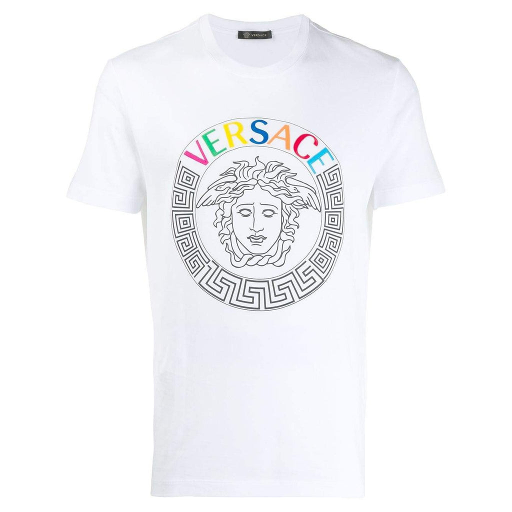 VERSACE Embroidered Logo T-Shirt, White –