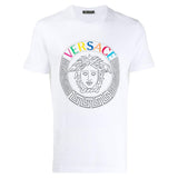 VERSACE Embroidered Logo Medusa T-Shirt, White-OZNICO