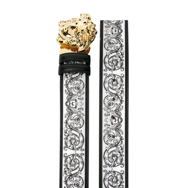 VERSACE Gioelleria Jetes Reversible Palazzo Belt, Black/ White-OZNICO