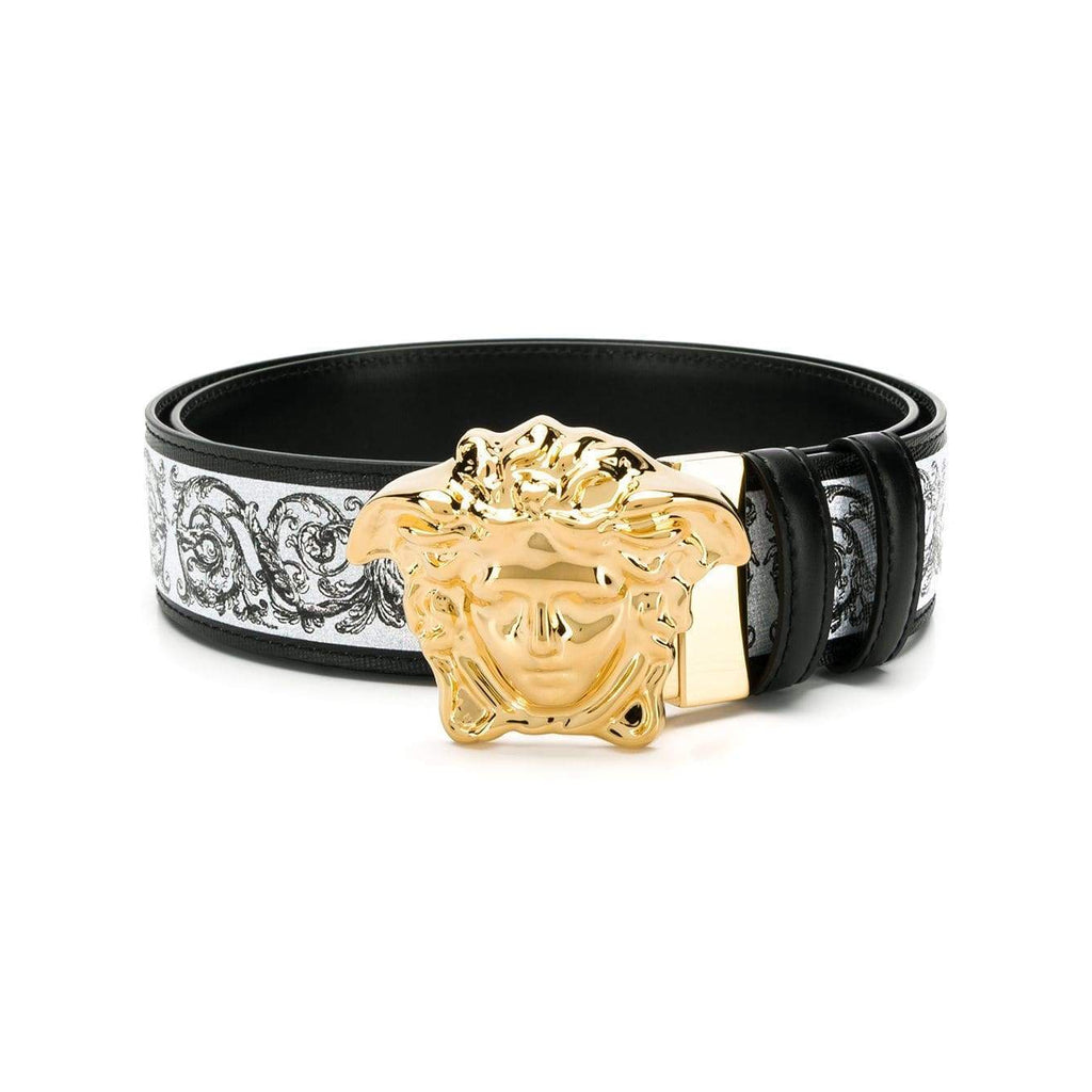 VERSACE Gioelleria Jetes Reversible Palazzo Belt, Black/ White