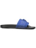 VERSACE Glitter Medusa Logo Slides, Blue-OZNICO