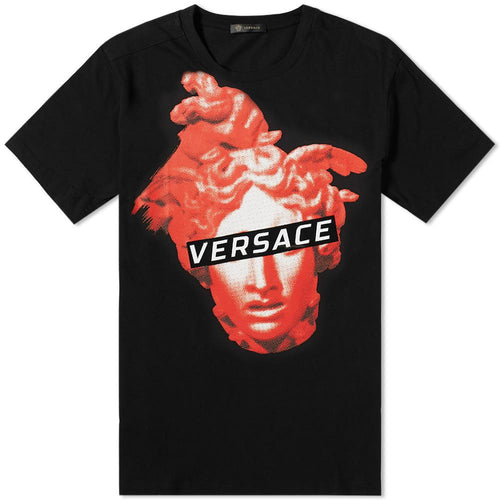 VERSACE Graphic Medusa Print T-Shirt, Black-OZNICO