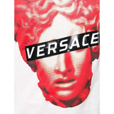 VERSACE Graphic Medusa Print T-Shirt, White-OZNICO