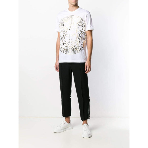 VERSACE Large Medusa Print T-Shirt, White-OZNICO