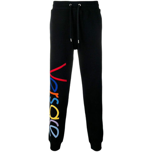 VERSACE Logo-Embroidered Sweatpants, Black-OZNICO