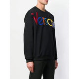 VERSACE Logo Embroidered Sweatshirt, Black-OZNICO