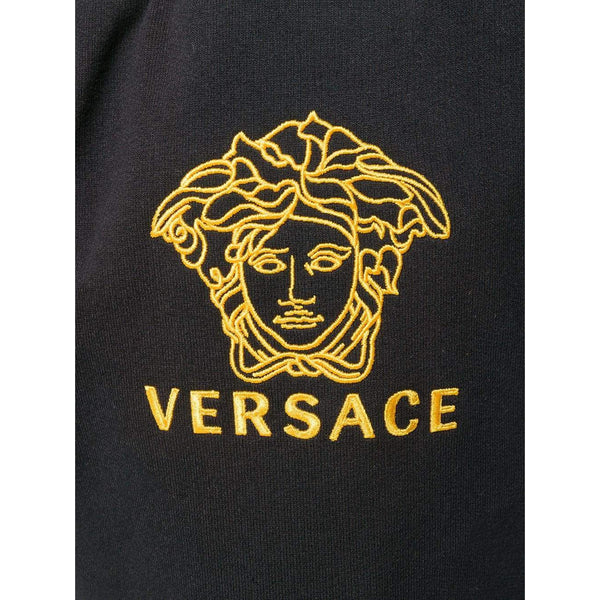 VERSACE Logo Track Pants, Black/ Gold-OZNICO