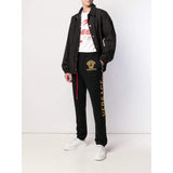 VERSACE Logo Track Pants, Black/ Gold-OZNICO