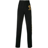 VERSACE Logo Track Pants, Black/ Gold-OZNICO