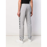 VERSACE Logo Track Pants, Light Grey/ Black-OZNICO