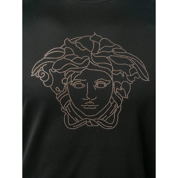 VERSACE Medusa Crystal-Embellished T-Shirt, Black-OZNICO