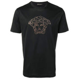 VERSACE Medusa Crystal-Embellished T-Shirt, Black-OZNICO