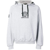 VERSACE Medusa Embroidered Hoodie, Light Grey/ Black-OZNICO