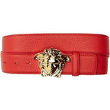 VERSACE Medusa Head Leather Belt, Red-OZNICO