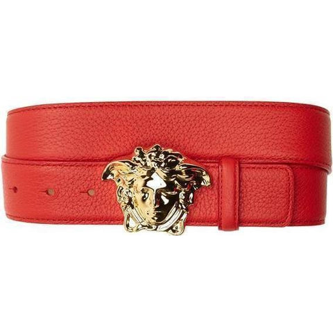 VERSACE Medusa Head Leather Belt, Red – OZNICO