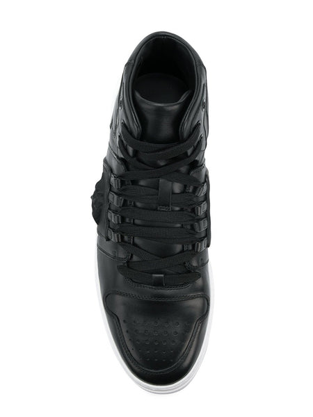 VERSACE Medusa Strap Hi-top Sneakers, Black-OZNICO