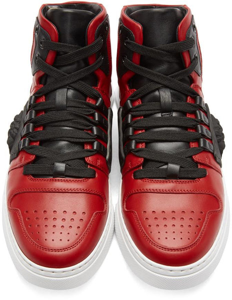 VERSACE Medusa Strap Hi-top Sneakers, Red-OZNICO